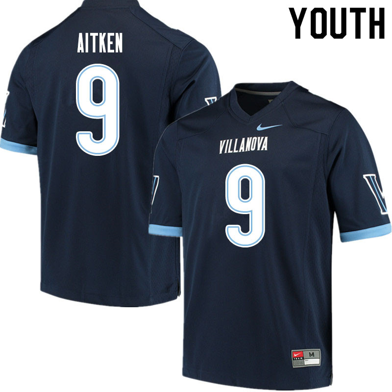Youth #9 Dox Aitken Villanova Wildcats College Football Jerseys Sale-Navy